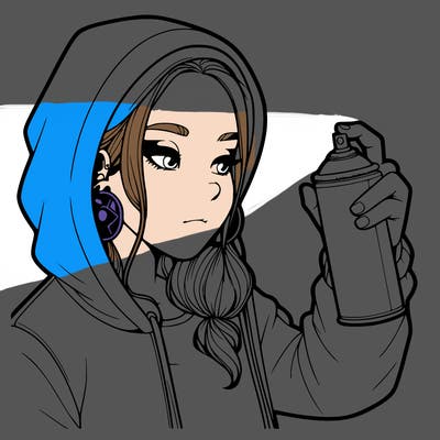 a realistic girl, spray painting