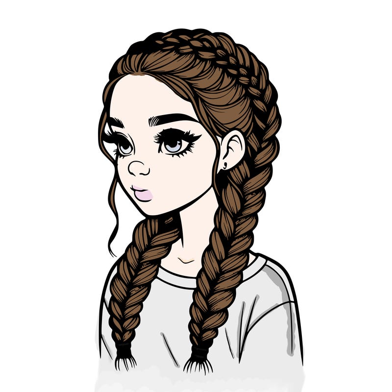 realistic girl with braids