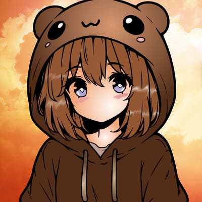anime cute girl with hoodie