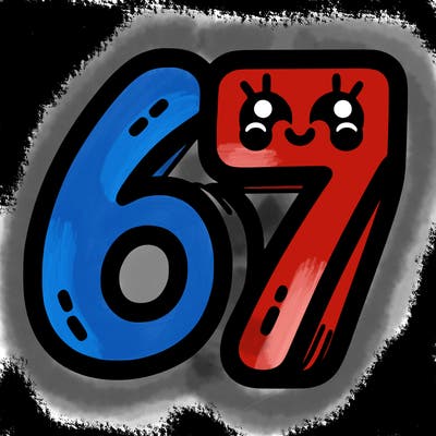 the numbers 67