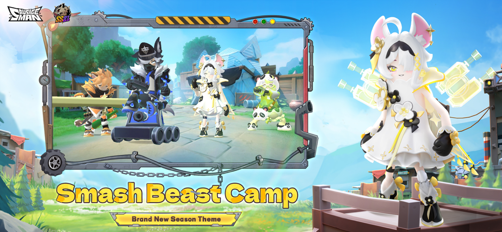 Sausage Man - Personajes de Sausage Man con disfraces de la temporada Smash Beast Camp