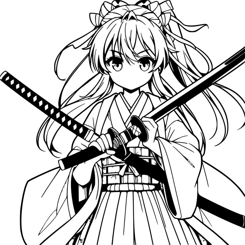 anime one samurai girl holding a sword