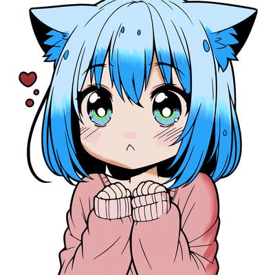 shy anime catgirl