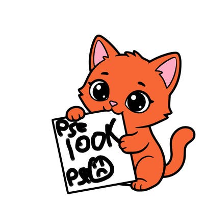 a small cat with a blank sheet of paper in its hand. the cat is sooooooo cute!