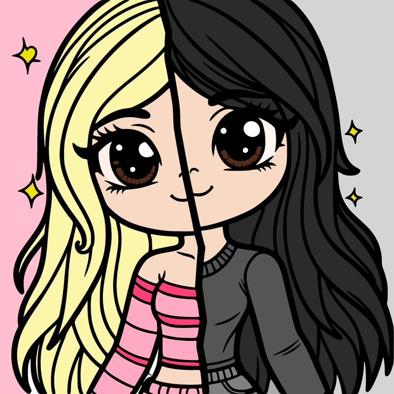 a girl half and half