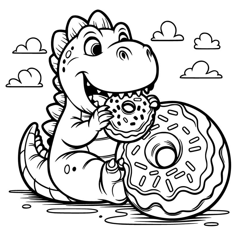 dinasour eating a donut