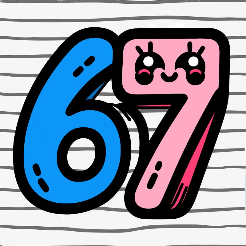 the numbers 67