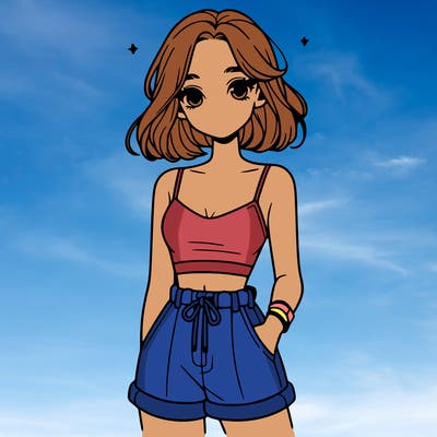 very beautiful girl with a crop top and shorts