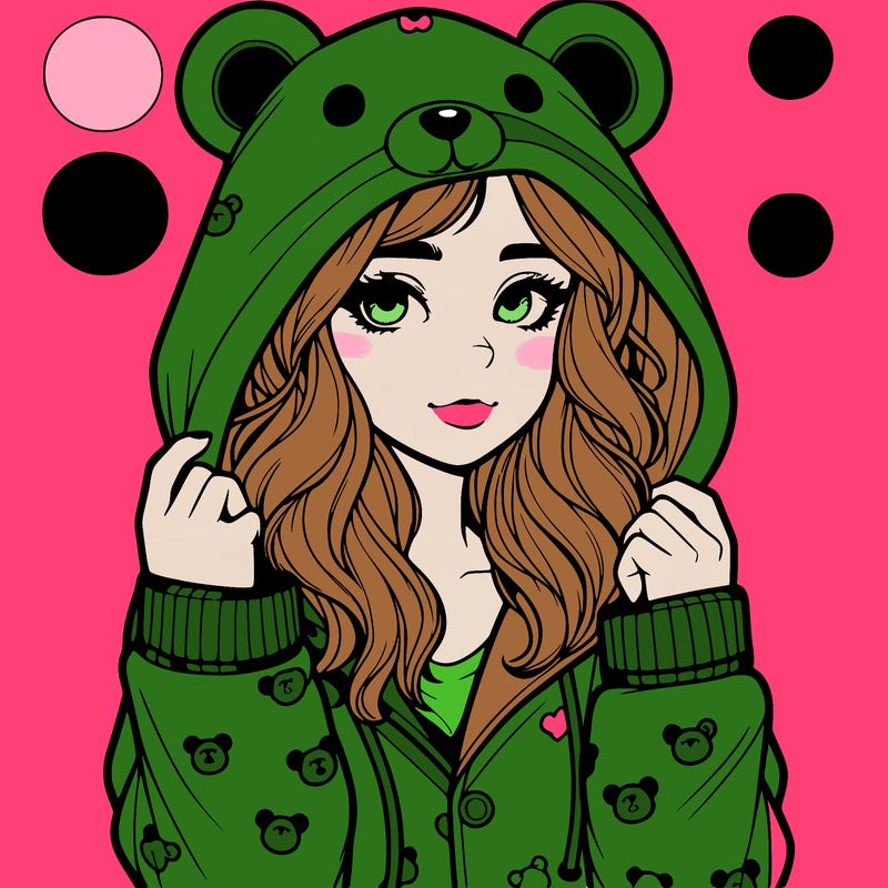 realistic girl in a animal pjs hoodie