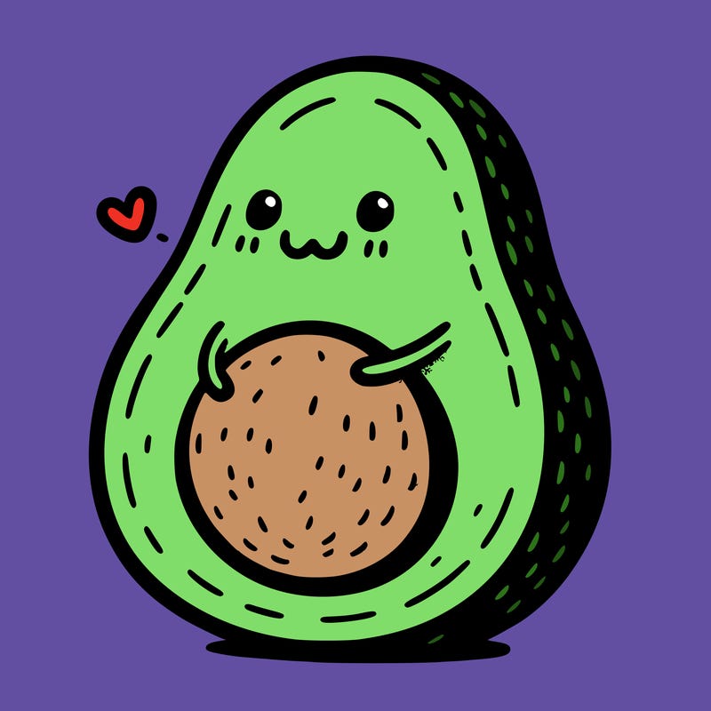 an avocado hugging an avocado
