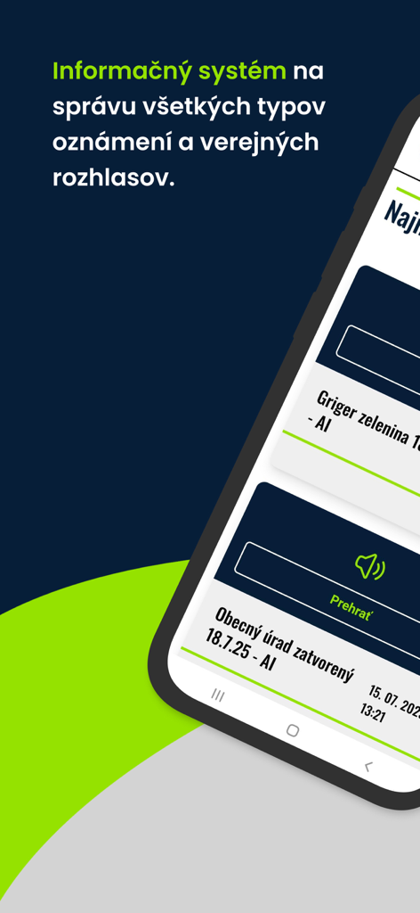 HUGO info - Aplicativo móvel HUGO info exibindo anúncios municipais oficiais e alertas públicos