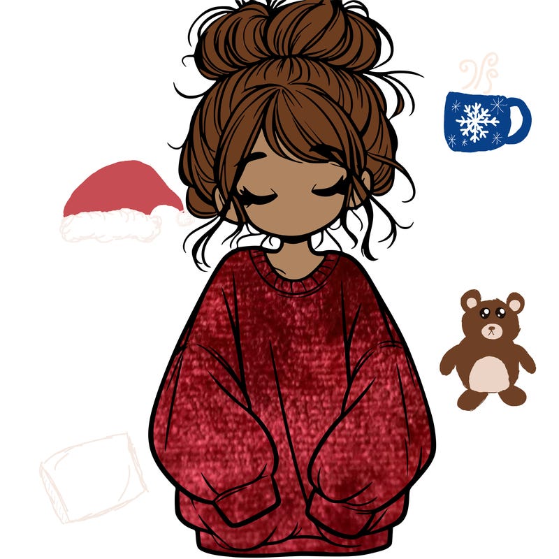 girl with baggy sweatshirt and messy bun