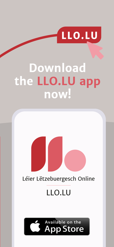 LLO - Schermata di download dell'app LLO.LU per imparare gratuitamente il lussemburghese