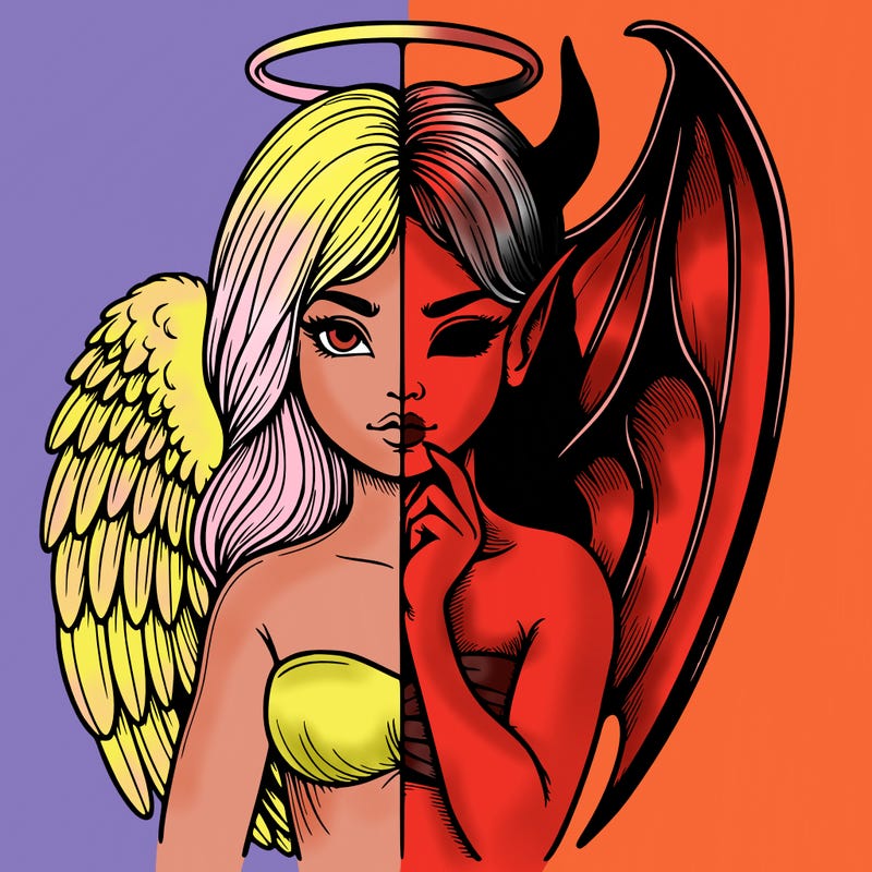 realistic angel half demon