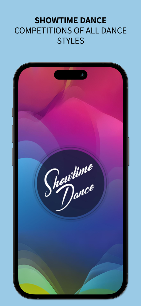 Showtime Dance app home screen displaying the title and slogan competitions of all dance styles
