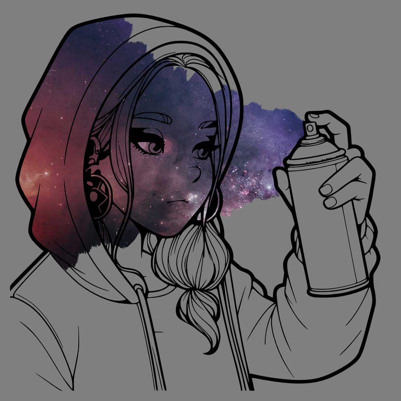 a realistic girl, spray painting