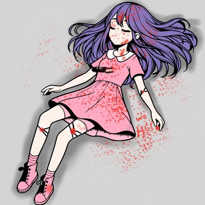 realistic girl floating