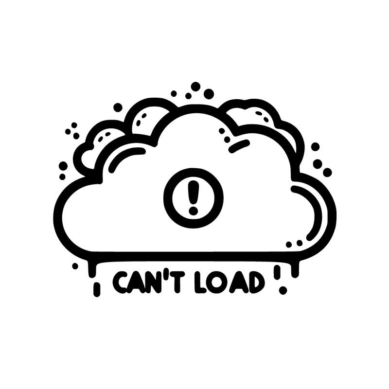 the can’t load cloud with an exclamation mark in the middle
