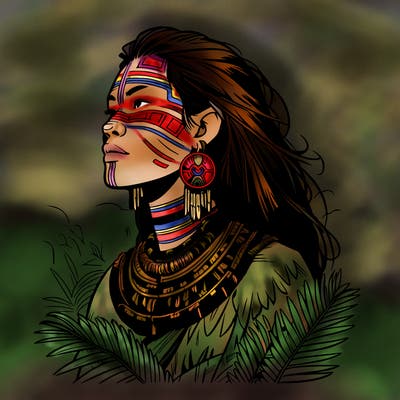 a realistic tribal woman in a skyclad ceremony