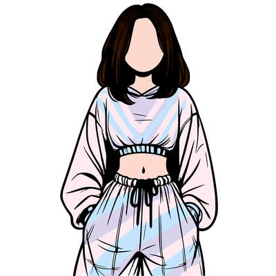 realistic girl faceless with baggy pants and a crop top