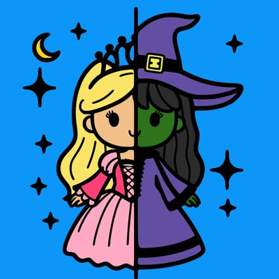 split princess and witch