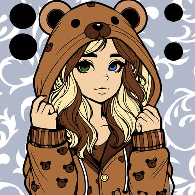 realistic girl in a animal pjs hoodie