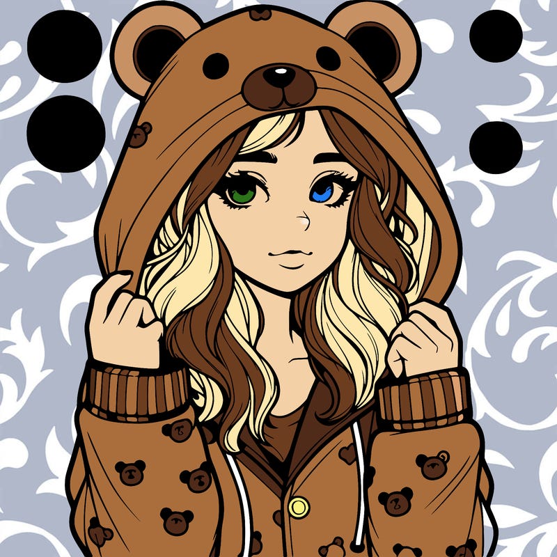realistic girl in a animal pjs hoodie