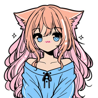 cute anime girl with cat ears