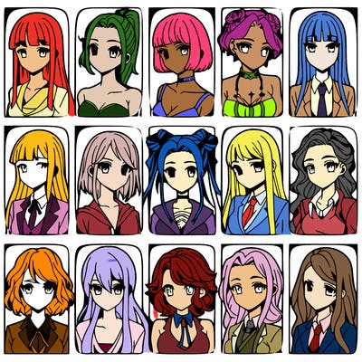 girls that look diffrent anime