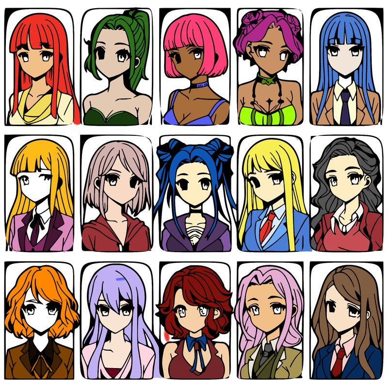 girls that look diffrent anime