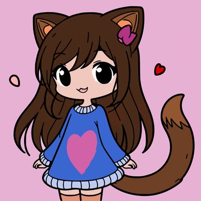 girl with cat ears and tail