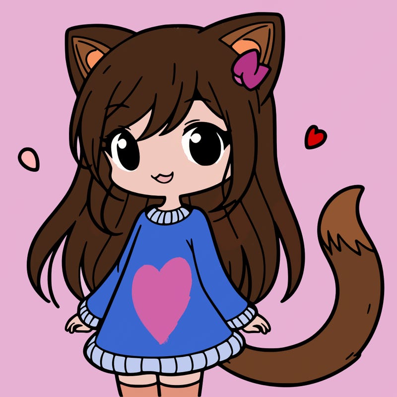 girl with cat ears and tail