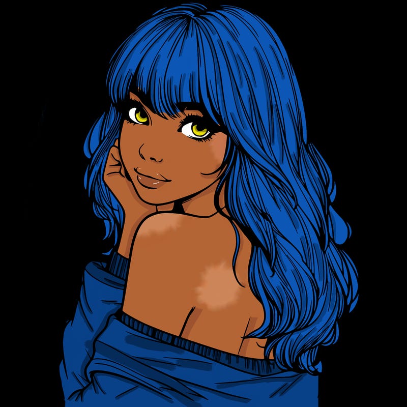 realistic girl with bangs looking over her shoulder