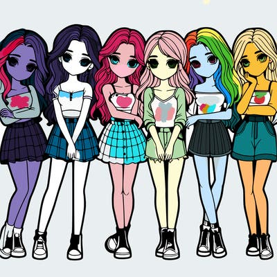 a group of girls realistic