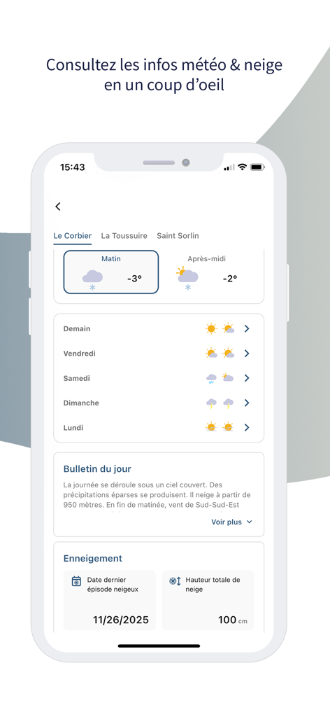 Les Sybelles - Les Sybelles App zeigt Wettervorhersage und Schneehöhe für Skigebiete an