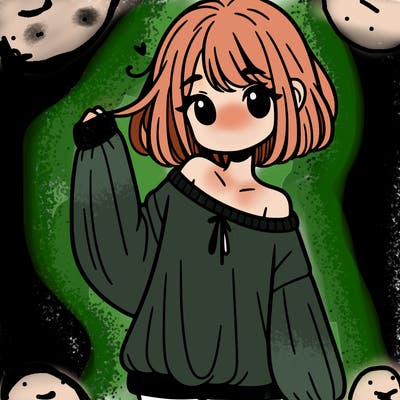 girl in baggy sweater hanging off her shoulder