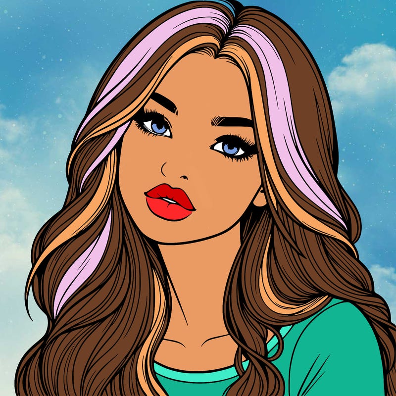 realistic girl with hair on her hair and lips