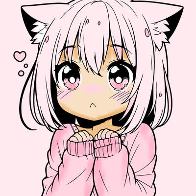 shy anime catgirl