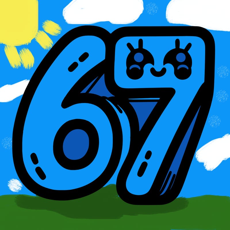 the numbers 67