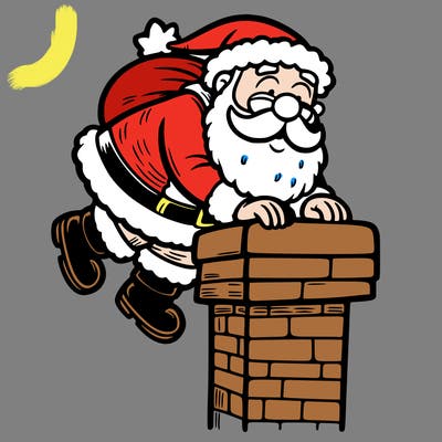santa climbing down a chimney