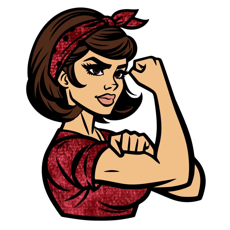 strong woman with a 60s american ad style