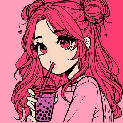 pretty realistic girl drinking boba