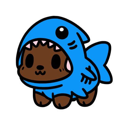 cute dog wearing a shark costume