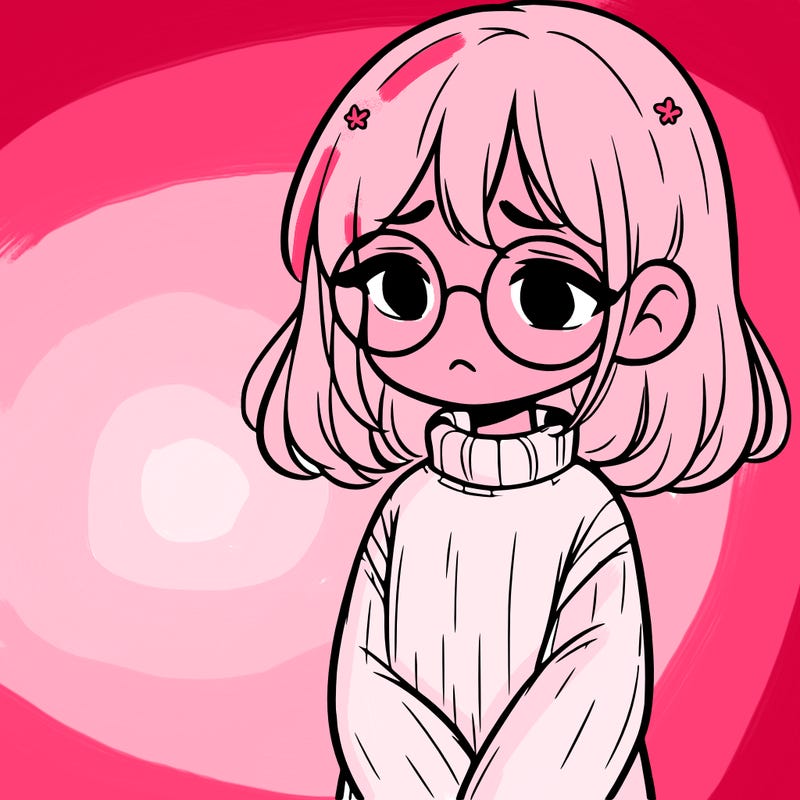 sad girl with glasses in a sweater
