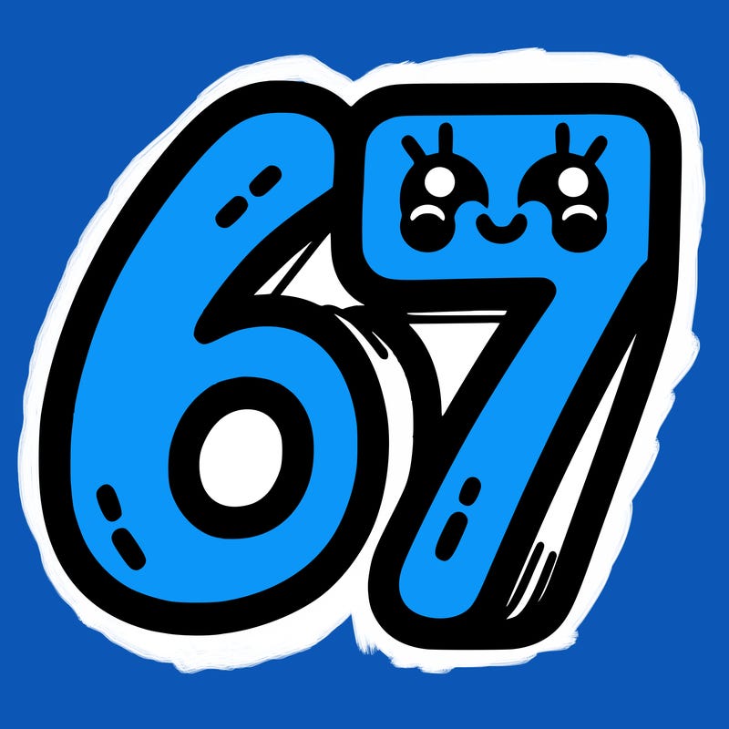 the numbers 67
