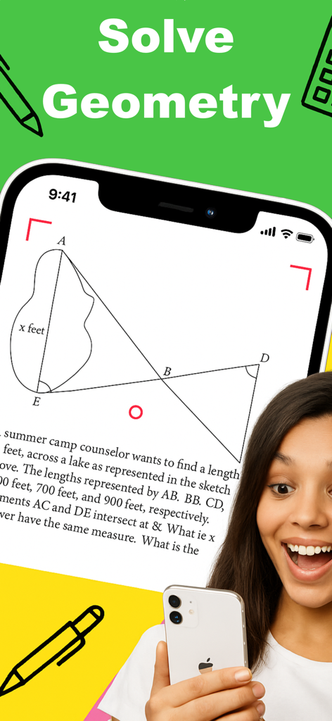 Photo Math AI Problem Solver - A student scanning a geometry problem with the MathBox app