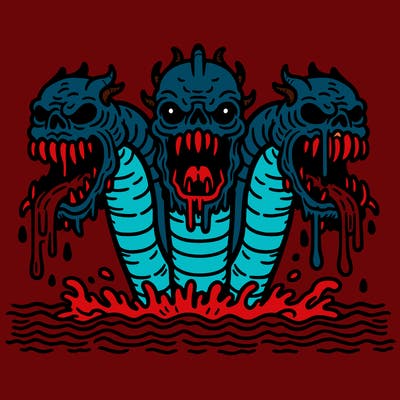 3 headed scarry water beast