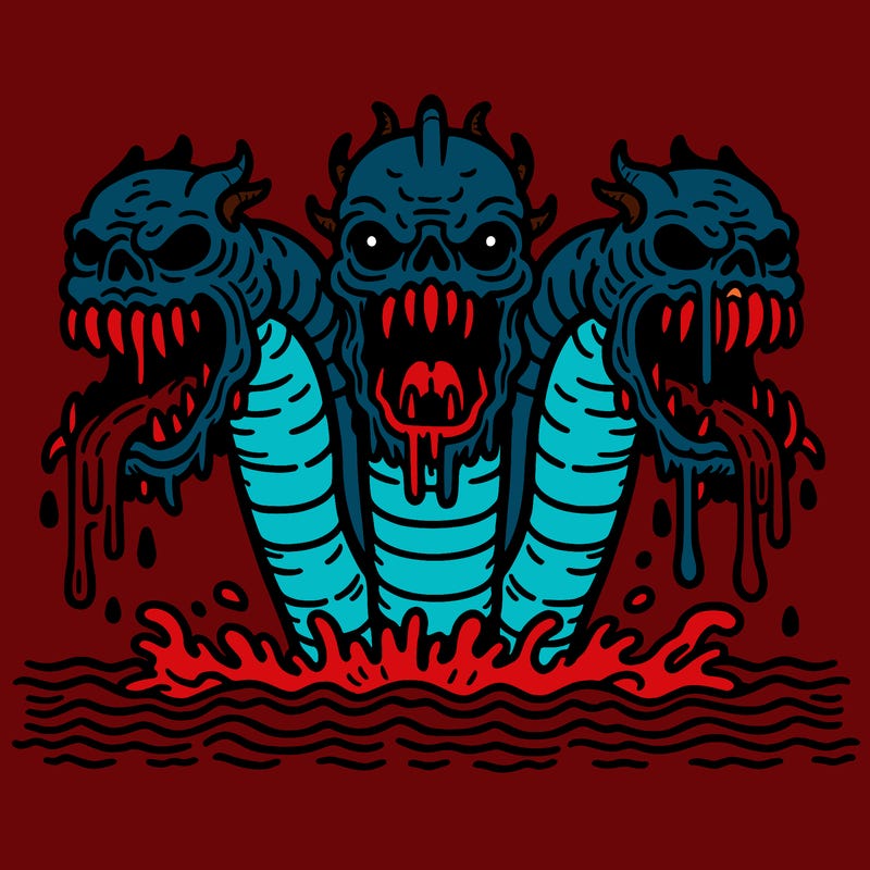 3 headed scarry water beast