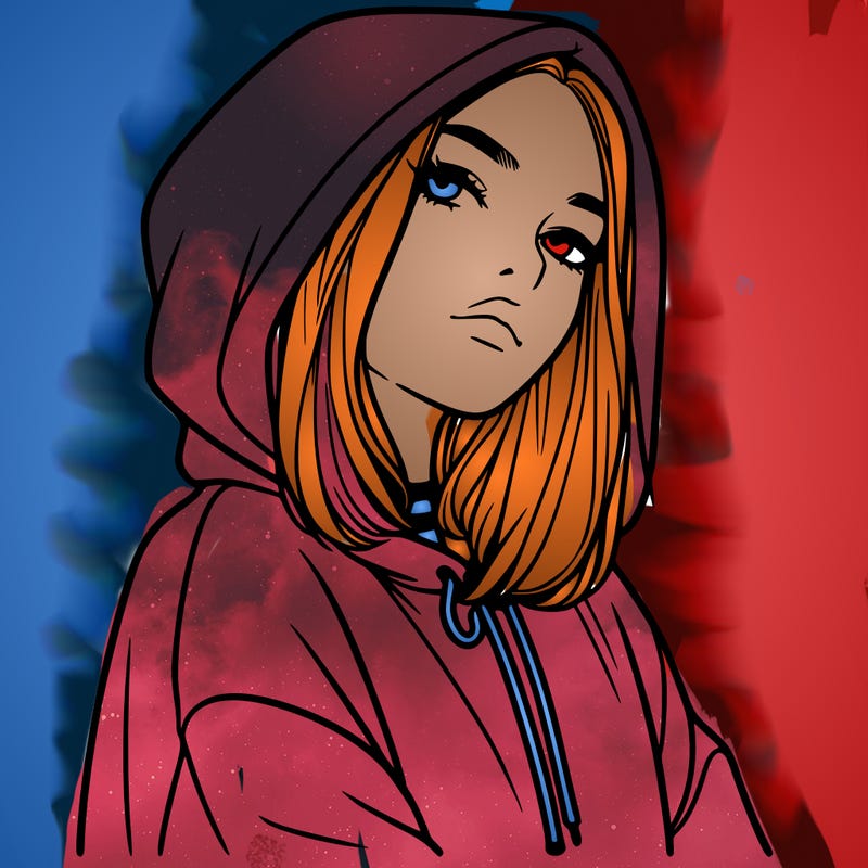 a realistic girl in a hoodie