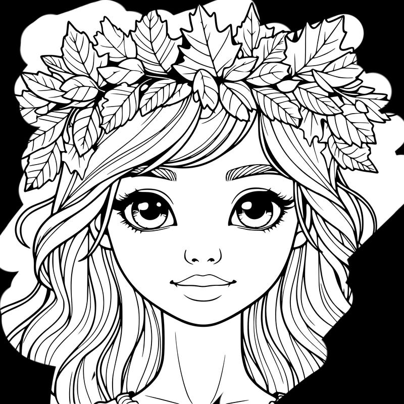 realistic girl with fall leaf crown